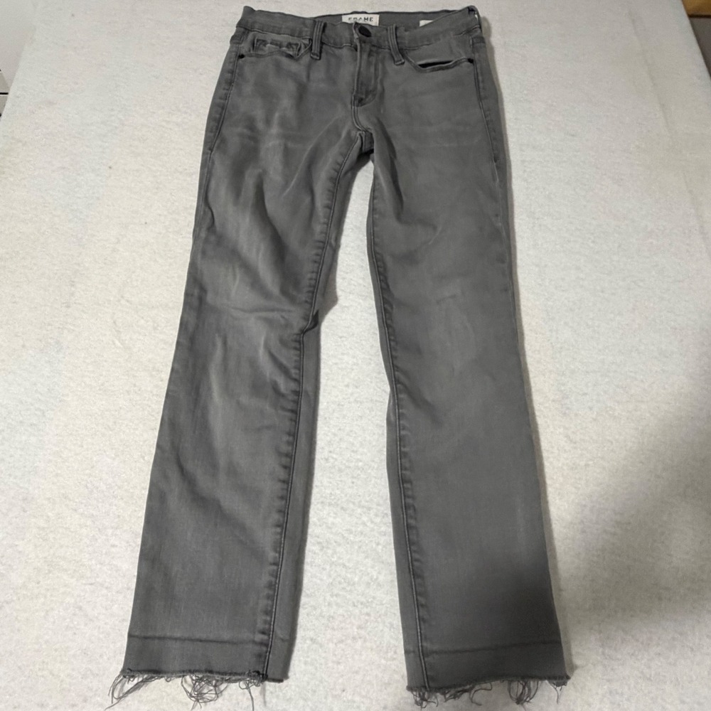 Frame Denim Le Skinny de Jeanne Maralago Gray Raw Hem Jeans Size 25 LSJDR2088